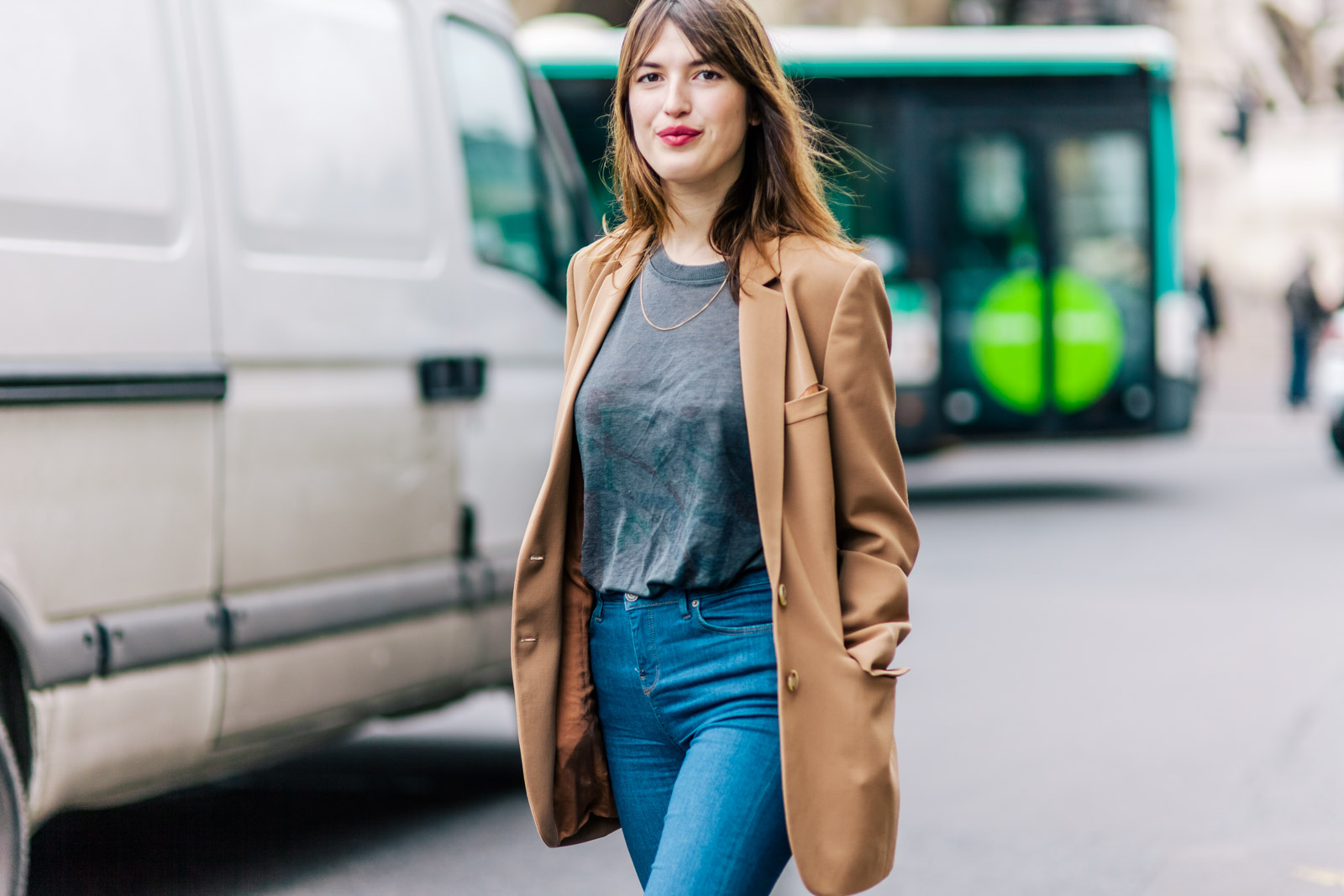 Jeanne Damas arrives at the Stella McCartney Fashion Show during Paris Fashion Week Fall/Winter 2015-2016 on March 9, 2015 in Paris, France