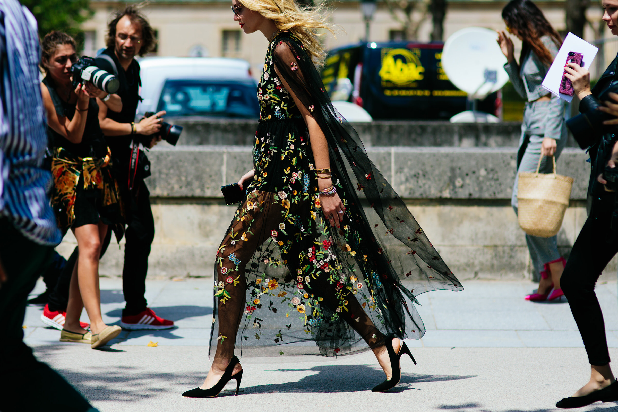 italian street style star wearing dior sheer dress