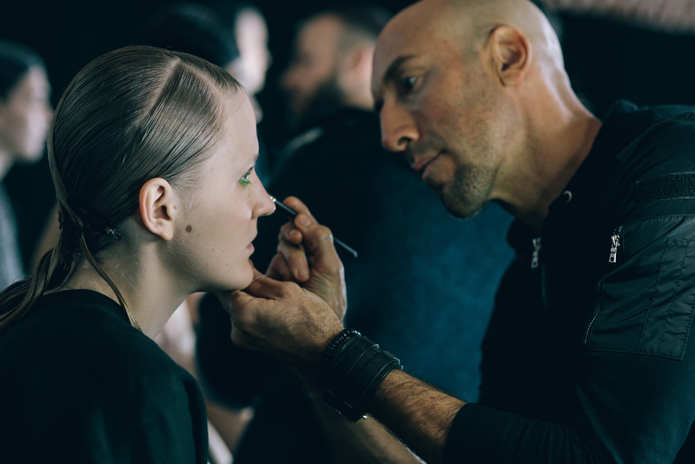 MAC Makeup artist Terry Barber Backstage at Iris van Herpen Spring/Summer 2018 Haute Couture Fashion Show