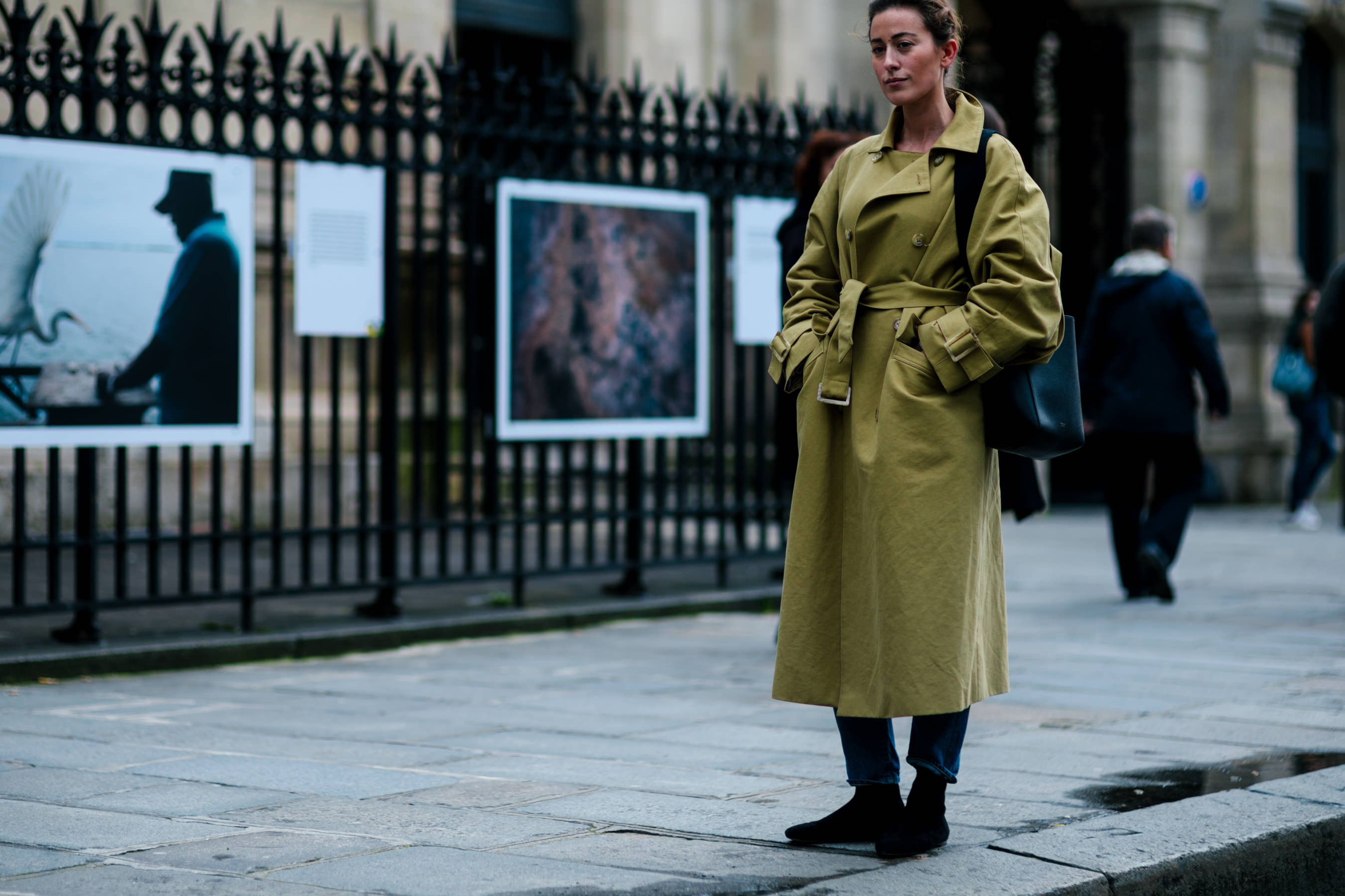 woman wearing trench coat 